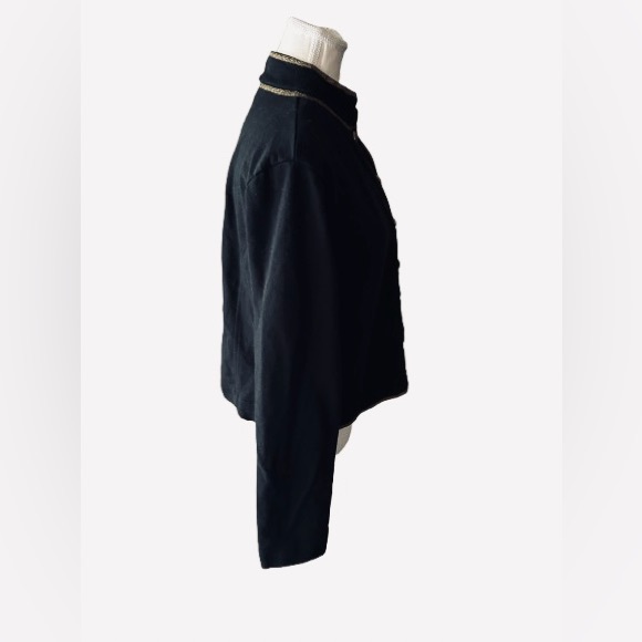 Ralph Lauren Cotton Jacket Buttons Logo Gold Black Extra Large Crop Designer - Picture 2 of 11